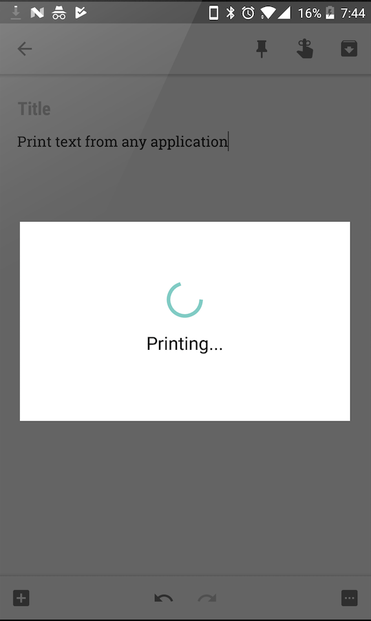 Impresión de un texto compartido desde otra app
